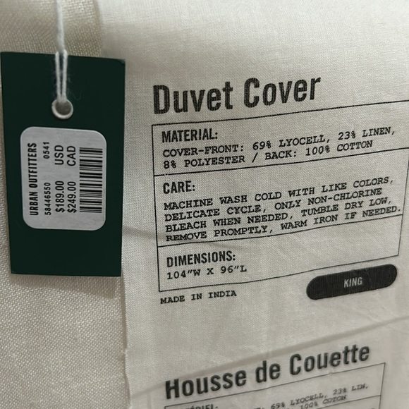 NWT Urban Outfitters UO Duvet Cover in Ivory KING - Picture 2 of 2